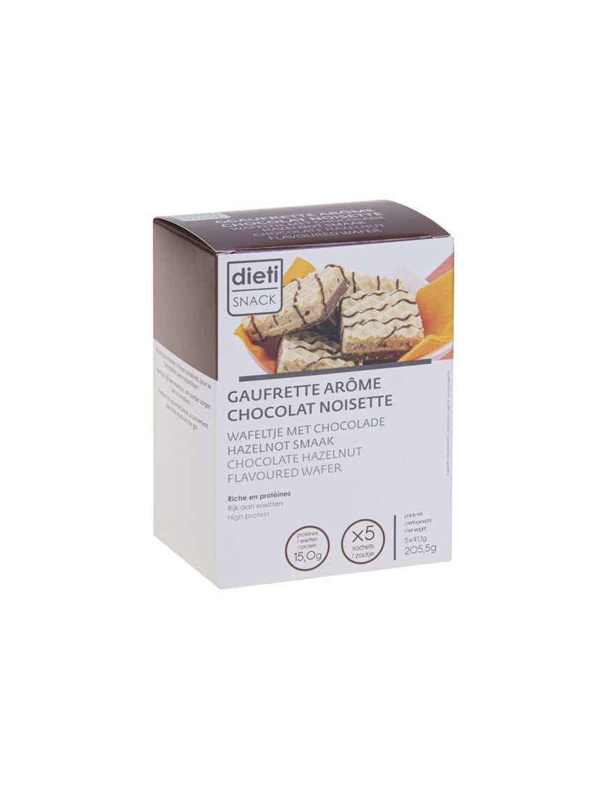 Wafer proteico gusto nocciola e cioccolato