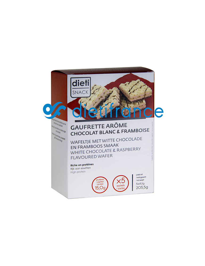 Wafer proteico al cioccolato bianco e lampone