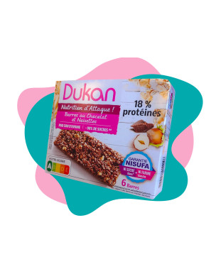 Dukan barrette di crusca d'avena cioccolato e nocciole - 6 porzioni 
