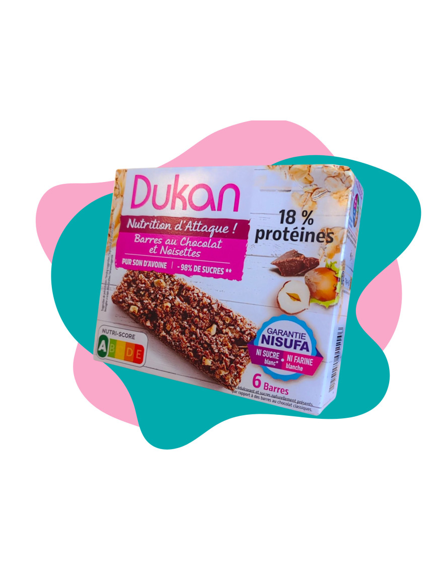 Dukan barrette di crusca d'avena cioccolato e nocciole - 6 porzioni 